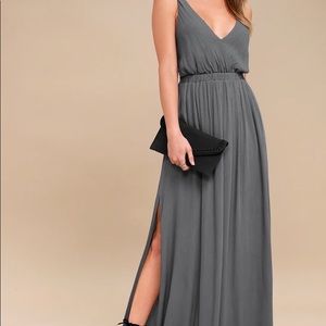 Lost in Paradise Slate Grey Maxi Dress